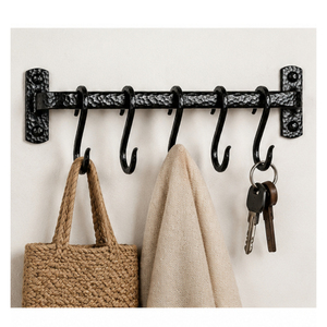 Iron Kitchen <b>Rail</b> with Adjustable S-<b>Hooks</b> Rustic Industrial Wall Mounted Pot and Pan Rack Utensil Organizer for Farmhouse Decor - Product Image 5