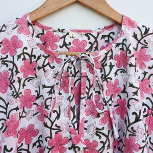 Beautiful floral Cotton Block Printed dress Dress For Casual wear Hand Block Printed Dress - Product Image 3