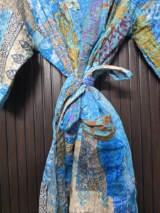 <b>Women</b> Turquoise Silk Patchwork <b>Robe</b> Knee Length Three Quarter Sleeve Handmade Casual Bohemian Style Red - Product Image 4