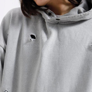 <b>Blank</b> Distressed Hoodies For Women Heavy Cotton Apparel Suitable For Custom Brands Streetwear Distressed Hoodies - Product Image 6