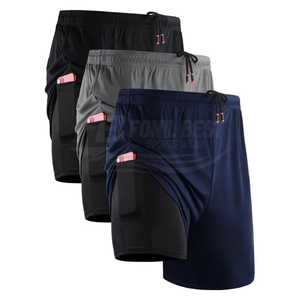 Shorts de sport décontractés pour hommes, coupe ample, technologie de séchage rapide, doublure compressive, tissu respirant, fermeture à cordon de serrage sur le devant - Product Image 4