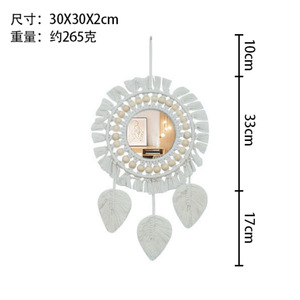 Scandinavian Style Wooden <b>Round</b> <b>Mirror</b> Featuring Elegant Decorative Design for <b>Wall</b> Decor Adding Warm Artistic Touch Any Space - Product Image 5