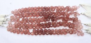 Cuarzo Rosa Natural Facetado en Forma de Corazón, Briolette de 8 Pulgadas, Cuentas de Cuarzo Rosa de 9-10MM, Venta al Por Mayor - Product Image 4