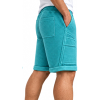 Shorts en tricot gaufré pour hommes, streetwear personnalisé, décontractés, en tissu gaufré doux, taille élastique, été, fournisseur OEM en gros pour hommes