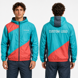 Lightweight Mens Windbreaker <b>Jacket</b> Custom Wholesale Waterproof Hooded Breathable <b>Packable</b> Outdoor Sports Reflective Embroidered - Product Image 6