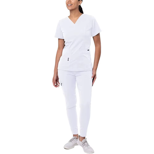 V-neck Surgical Men <b>Doctors</b> Nurses Dental Clinic Nurse Coat and Pant Hospital Square Collar Medical Zipper Scrubs Uniforms <b>Sets</b> - Product Image 5