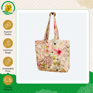 Globally Supply Biodegradable Eco-Friendly Azo-Free All Over Printed Casual Dual Self Handle Cotton <b>Canvas</b> Handbag for Women - Product Image 4