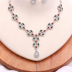 Conjunto de Collar de Rubí y Esmeralda al por Mayor, Chapado en Oro, Latón, Joyería Fina, Proveedor, Colección de Boda, Joyería Nupcial - Product Image 3