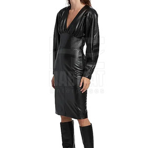 Mini-robe en cuir véritable souple pour femme, design tendance, matière légère, idéale pour le printemps et l'été - Product Image 5