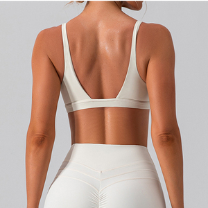 Deep V Sexy Triangle Cup Yoga Bralette Women Lightweight <b>Open</b> Back Sports <b>Bra</b> Spandex/Polyester Medium Support - Product Image 6