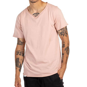 Nouveaux T-shirts pour hommes à col en V, coupe ajustée, mode estivale, T-shirts unis pour hommes, T-shirts en coton uni grande taille pour hommes - Product Image 1