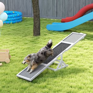 Balancín de Madera Resistente a la Intemperie para Perros, 83L X 16W X 14H, Equipo de Entrenamiento y Ejercicio en Color Blanco - Product Image 1