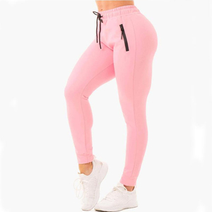<b>Women's</b> Pink High Waist <b>Jogger</b> Pants Full Length Drawstring Elastic Cuff <b>Skinny</b> Fit Solid Color Back Zip Pocket Autumn Wear - Product Image 6