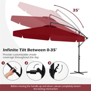 10 Feet <b>Wine</b> Cantilever Patio Umbrella Stylish & Durable Umbrella Base for Outdoor Spaces - Product Image 3