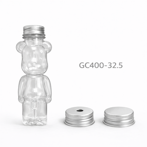 400ml Tall <b>Bear</b> PET Plastic <b>Bottles</b> with Screw Lid for Beverage Bubble Tea Export to Asia Europe America high quality for drink - Product Image 1