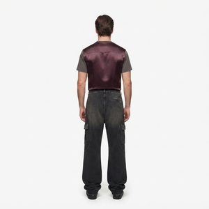 Pantalon cargo baggy en molleton bouclette 400 g/m² coupe haute noir délavé personnalisé OEM streetwear durable en soie de mûrier - Product Image 2