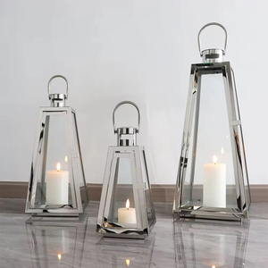 Set of 3 Luxury Rose Gold Stainless Steel Hurricane Candle Lanterns Modern Tapered Metal Glass Floor Lanterns For Wedding Decor - Product Image 3