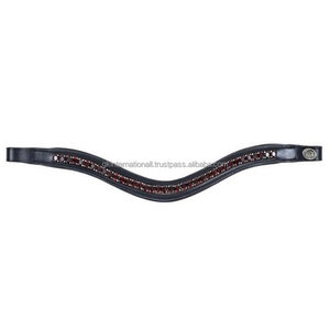 Logotipo personalizado Forma curva Cómodo acolchado y costura cristales decorativos canal vacío cuero ceja de caballo banda - Product Image 1