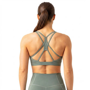 Soutien-gorge de sport personnalisé avec broderie et imprimé, dernier design, en tissu polyester pour femme - Product Image 2