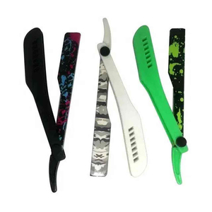 Navaja de Afeitar Recta Kaamir Ecológica con Mango de Acero Inoxidable, Hoja con Patrón Personalizado, Borde Plegable, Afeitadora Clásica Manual para Barbería - Product Image 5