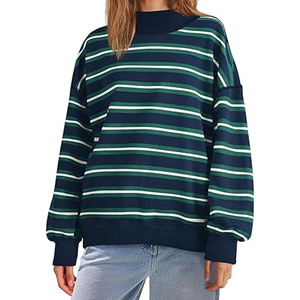 Women Mock Neck Sweatshirt Heavyweight Winter Streetwear Oversized Top - Product Image 4