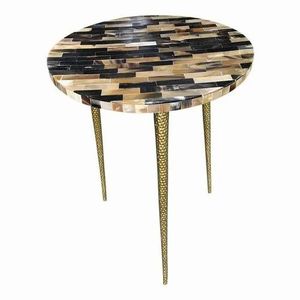 Mesa Auxiliar Redonda de Cuerno de Búfalo Pulido, Decoración para el Hogar con Temática Animal, Artesanía Natural - Product Image 5