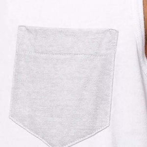 Débardeur décontracté pour homme, col rond, avec poche, en coton tricoté, sans manches, blanc et gris, style sport - Product Image 3