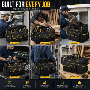 Heavy Duty Oxford Fabric Multi-Pocket Tool Bag with Adjustable Shoulder Strap for Electricians & Technicians - Product Image 2