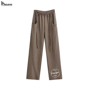 Wholesale Women’s French Terry Sweatpants – High Waist <b>Stacked</b> <b>Joggers</b> Cotton Straight Leg Patchwork Blank - Product Image 1