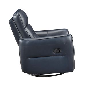 Poltrona Reclinabile in Pelle Blu di Lusso con Movimento Girevole, Arredamento per Soggiorno in Legno Massello - Product Image 5