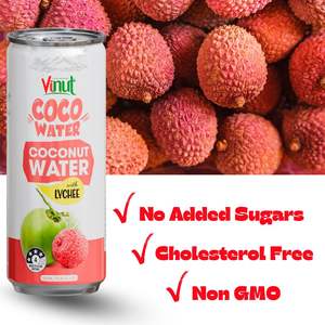 Agua de Coco Sin Azúcar con Puré de Lichi 320ml, Venta al Por Mayor, Marca Privada, Muestra Gratuita, Fabricante de Vietnam - Product Image 2