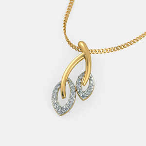 Yellow Gold <b>Double</b> Teardrop Lab Grown Diamond Pendant <b>Necklace</b> - Product Image 1