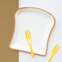 Assiettes jetables en forme de toast pour desserts, dîners, anniversaires, mariages, fêtes, cuillères, certifiées HACCP, qualité alimentaire, design personnalisé imprimé