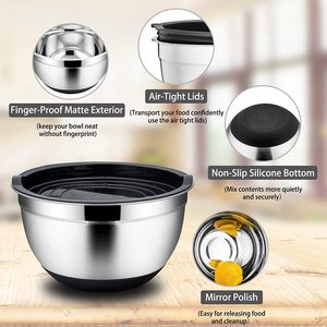 Wholesale Premium Stainless Steel Home Kitchen Food Container Storage Mixing Bowl Set Food Containers with Lids Airtight - Product Image 2