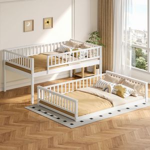 Lit superposé blanc XL complet avec échelle et barrières de sécurité pour dortoirs - Product Image 3