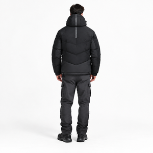Veste matelassée technique en nylon pour homme, à capuche, imperméable, d'hiver, sans coutures, style streetwear, fermeture éclair bidirectionnelle, 85% personnalisable OEM - Product Image 2