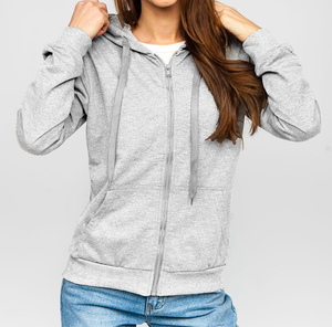 Women's Zipper Up <b>Fleece</b> Hoodie Eco-Friendly Breathable Regular Fitted Hip Hop Style 100% Cotton Made Zip Front Hoodie - Product Image 5