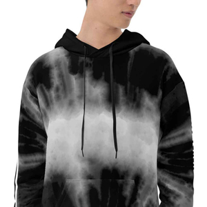 Sweat-shirts à capuche tie-dye vierges en gros pour hommes, sweat-shirts en polaire surdimensionnés, personnalisables avec logo, pull à capuche noir et blanc - Product Image 2