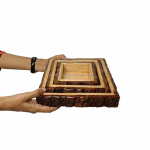 Plateaux carrés en bois fête apéritif fruits plateau de service décor grande planche à fromage en bois gâteau alimentaire sûr Snack assiettes - Product Image 1