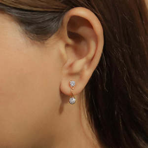 Pendientes de Diamantes Cultivados en Laboratorio, Corte Redondo, Dos Niveles, Estilo Lágrima, Pendientes de Diamantes Preciosos, Estilo Celebridad, Pendientes Colgantes, Más Vendidos - Product Image 5