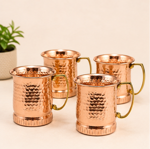 Handcrafted Hammered Copper Moscow Mule Mug Set Pure Solid Copper <b>Cups</b> for Barware Gifts & <b>Cold</b> Beverages In Best Price - Product Image 3