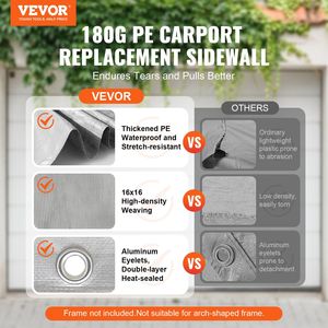 Bâche de remplacement robuste pour abri de garage ou carport 12 x 20 pieds avec protection UV, facile à installer - Product Image 2