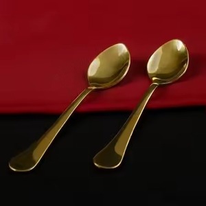 ช้อนชาสแตนเลสชุบทอง ด้ามยาว ขัดเงา ดีไซน์ทันสมัย สำหรับเสิร์ฟและคน - Product Image 5