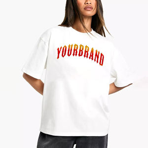 Wholesale White Women's Oversized T-<b>Shirt</b> With <b>Flame</b> Graphic Print Crew Neck Short Sleeve Casual Top - Product Image 4