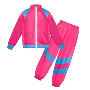 Survêtement pour filles, couleurs violet et vert, blocs de couleurs, fermeture éclair intégrale, col montant, style sportif décontracté, vêtements de printemps, 100 % polyester respirant - Product Image 6