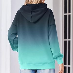 Sweat à capuche douillet et ample pour femme, en polaire imprimée, avec poches en polaire, ourlet droit, manches côtelées et devant tombant, idéal pour l'hiver - Product Image 4