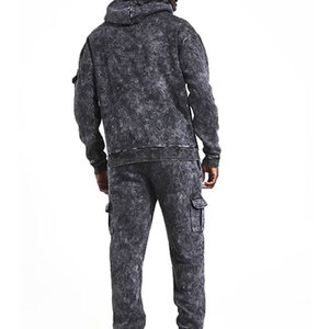 Chándal de invierno para hombre estilo fábrica, con capucha, lavado ácido, tallas grandes, 100% algodón, hecho a medida, diseño 2 en 1, alta calidad, venta al por mayor - Product Image 3