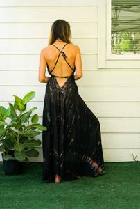 Vestido Maxi Tie Dye Personalizado, Diseño Sólido, Moderno y Sencillo, Cintura Tejida, Rayón, Sin Mangas, Alta Calidad, Exportadores de Ropa para Vacaciones - Product Image 4