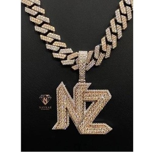 <b>Letter</b> Moissanite Solitaire Pendant Fine Diamond Hip Hop Necklace For Bridal Jewelry Collection Available At Best Price - Product Image 2