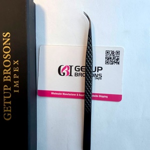 Pince à épiler pour cils en acier inoxydable Getup Brosons Impex, pointe de précision lisse, emballage en boîte noire - Product Image 5